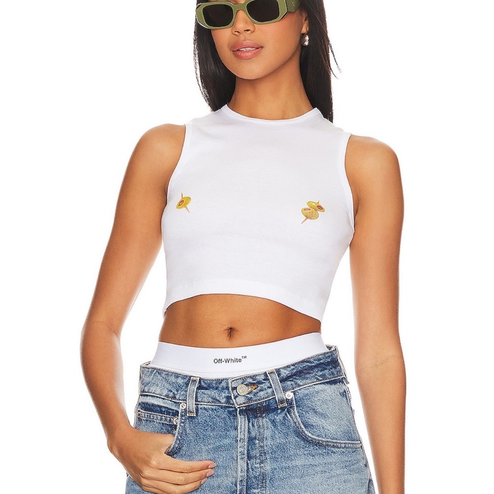 Lovers + Friends Olive Breakfast Club Cropped Tank Top